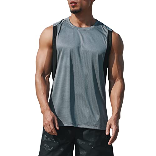 Irovami Colete esportivo masculino de secagem rápida resável com emenda para a pele, camiseta esport