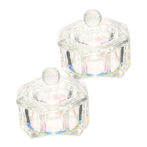 NOLITOY 2 Piezas copa de cristal para uñas monómero Gel bol condujo Perforar eneldo plato de acrílico para uñas taza de uñas suministros de uñas acrílicas titular de líquido de uñas Vidrio