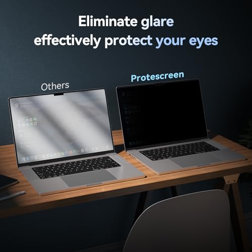 Image of Protescreen 360 Magnetic Privacy Filter for MacBook Pro 16 Inch 2021-2026 (M1 M2 M3 M4 M5), Anti Spy Anti Glare Blue Light 16.2in Mac Screen Protector Shield Film, Laptop 4-Way Privacy Filter