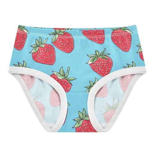 Wusikd Strawberries Girls' Underwear Cotton Blue Girls Briefs Soft Toddler Underwear 2T