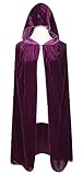 BIGXIAN Kids Hooded Velvet Cloak Halloween Christmas Cosplay Fancy Cape Dark Purple