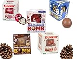 Hot Chocolate Dunkin and Frankford Cocoa Bombs Variety Pack Brands and Flaves Faves Holiday Gift Set- Includes Original and Double Milk Chocolated, Elf on the Shelf, and Dunkacchino - 1 Box Each - 5 Total Bombs - Bonus Fote Fridge Magenet Included