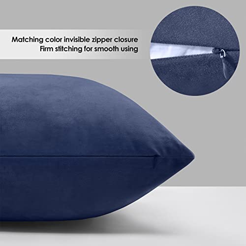 Homelike Moment Throw Pillow Covers 12X20 Inch Navy Blue Velvet Soft Solid Decorative Lumbar Pillow Sham Set Cushion Case For Sofa Bedroom Car Home Decor #TOP1