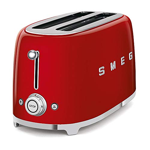 Smeg TSF02RDUS 50's Retro Style Aesthetic 4 Slice Toaster, Red