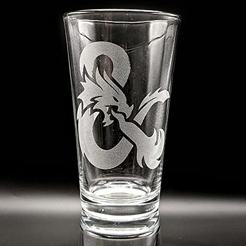 Dungeons-&-Dragons Emblem Engraved Pint Glass | Inspired By D&D | Great Gamer Beer Drinking Gift Idea! #TOP27