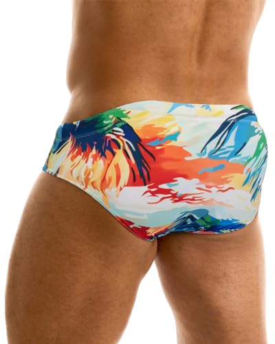 MIZOK Mens Sexy Prints Swim Briefs Hot Body Swimsuit Colorful Swimming Short4