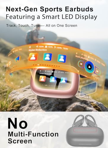 Image of jaddsa Bluetooth 5.4 Wireless Earphones with Touchscreen Control, ENC Call Noise Cancellation, Rich Bass Audio, 5 Sound Modes for Gym, Running & Travel - Pastel Pink