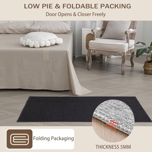 Evitany Area Rug Low Pile Rugs Carpets Non-Slip Rugs Black Washable Rug for Bedroom Living Room Kitchen (Black,120x160 cm) - Image 4