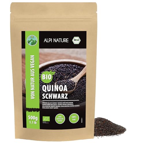 Alpi Nature Quinoa schwarz BIO 500g, schwarzer Quinoa bio für Quinoamehl und Salate, glutenfrei