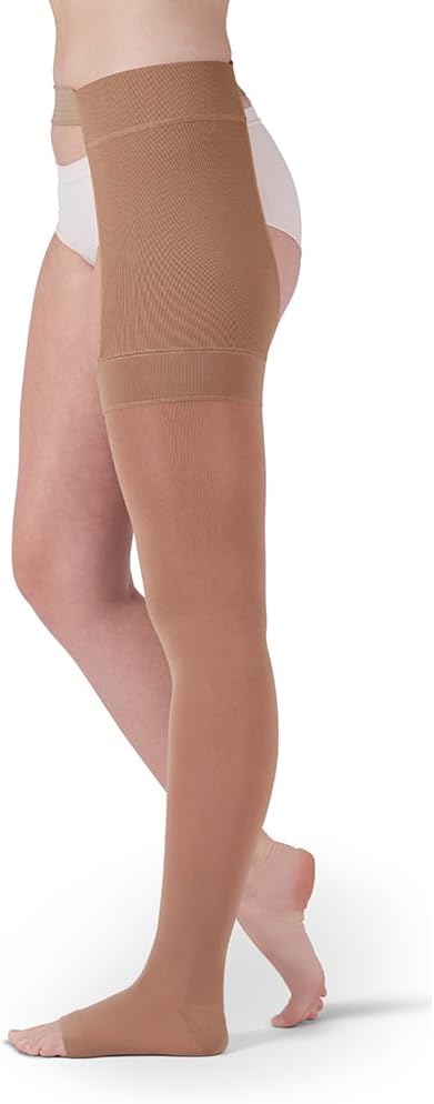 mediven Plus for Men & Women, 20-30 mmHg Thigh High Stockings, Open Toe Socks w/ Attachment