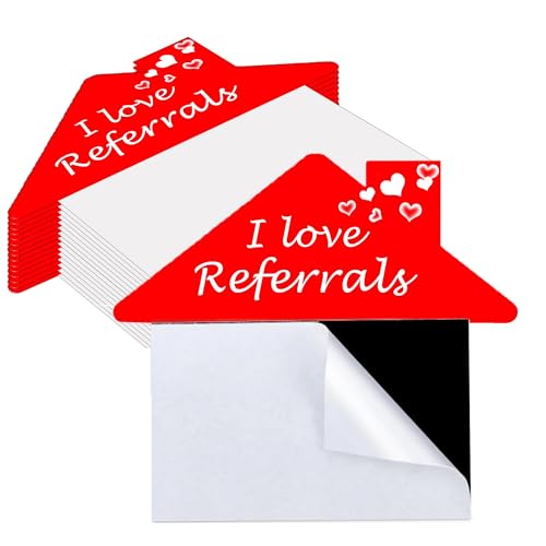 House Shaped Real Estate Marketing Business Card Magnets 20 Pcs House Shaped I Love Referrals Card Easy Peel and Stick Adhesive Magnet for Agents and Sales Supplies Realtor Supplies 4.2 x 4.7 Inch -  wootile, wootile2024072004