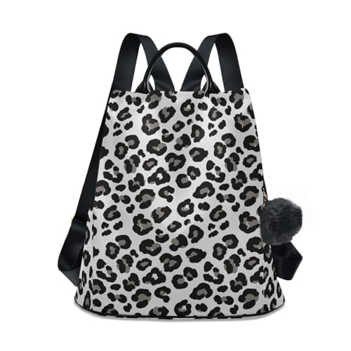 Sac à dos antivol femme motif léopard noir anti-pickpocket de 17 litres