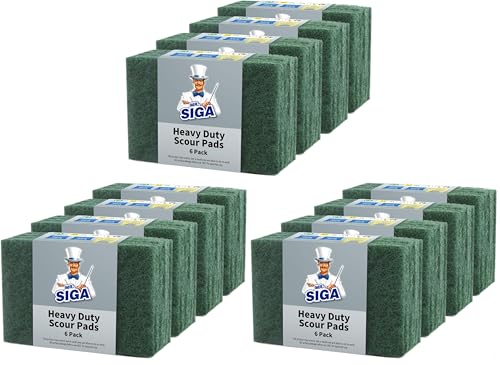 Image of MR.SIGA Heavy Duty Scouring Pads, Household Scrubber for Kitchen, Sink, Dish, 72-Pack, 3.9 x 5.9 inch (10 x 15 cm), Green