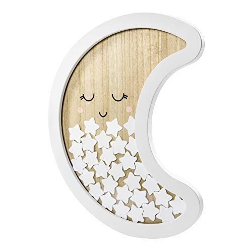 Luck and Luck Wooden Moon Guest Book Frame Christening, White - Image 2
