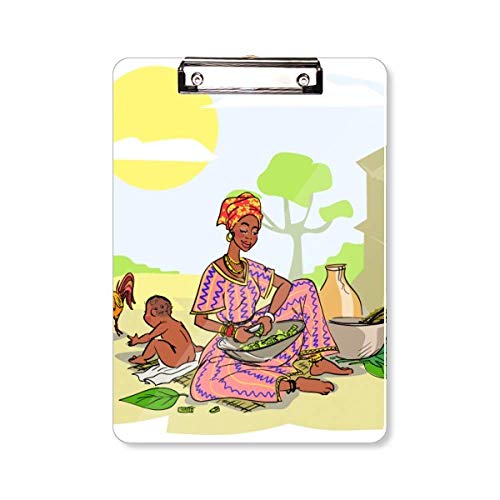 Porte-bloc A4 noir motif totems africains pour femme et enfant