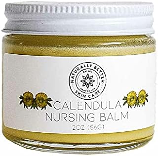 NATURE'S APOTHECARY Calendula Nursing Balm - Lanolin-Free Herbal Salve for Soothing Sore or Cracked Nipples, All-Natural Nipple Butter, Plant-Derived Breastfeeding Cream, Handmade in USA