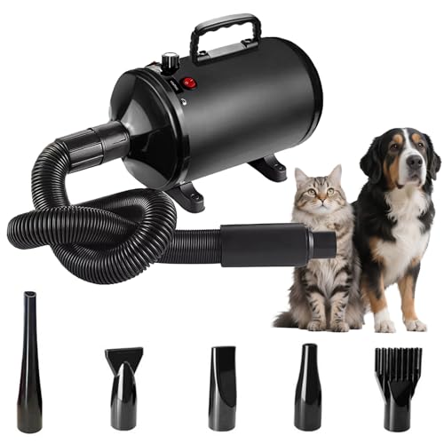 IDAMAKON Hondenföhn, hondendroger, 2800 W, zeer stil, met 4 verschillende mondstukken, elastische slang, instelbare snelheid, droger, voor honden