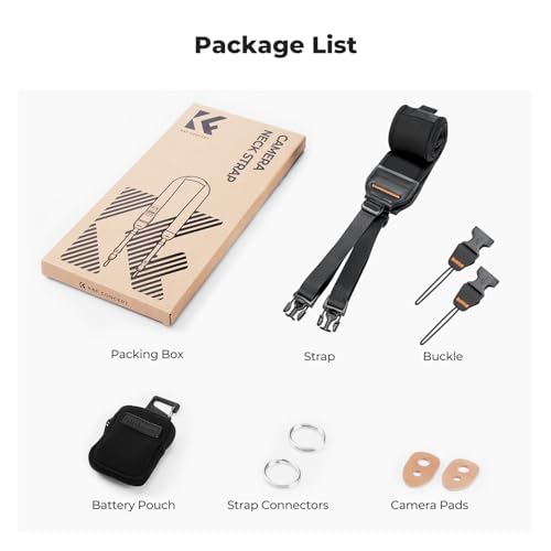 K&F CONCEPT Kameragurt, Professioneller Breit Kamera Gurt, Verstellbarer Kamera Schultergurt 109-133 CM für SLR DSLR Spiegelreflexkameras, Camera Strap mit Abnehmbare Reißverschlusstasche