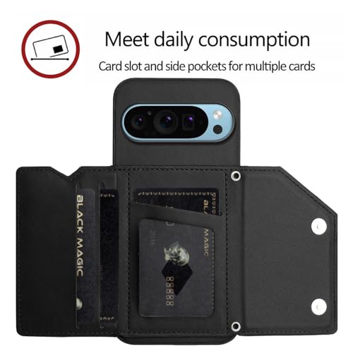 Étui pour Google Pixel 10 Pro XL noir avec range-carte et support antichoc - 4