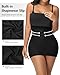 SHAPERIN Deep V Neck Mini Dress for Women Built-in Shapewear Slip Plunge Bodycon Corset Dresses Club Cocktail (X-Large,Black)