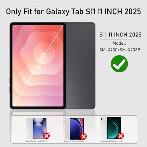 Image of Case for Galaxy Tab S11 11 Inch: TPU Cover for Samstng Tablet S11 2025 5G with Screen Protector- Stand- Handle-Shoulder Strap-S-Pen Holder-Black