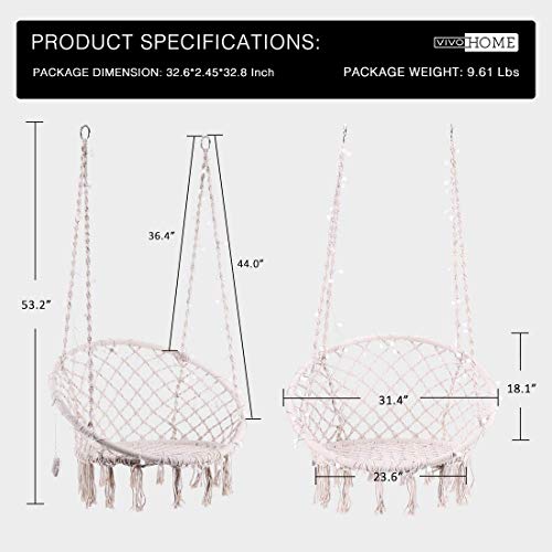 Vivohome Hanging Hammock Chair With 39 Feet Long Led Lights For Indoor Outdoor, 330 Lbs Capacity, Note: Stand Not Included #TOP4