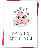 BENNLOOS Lovely Valentine's Day Card for Him Her, Sweet Vday Gift Card for BF GF, Romantic Birthday Anniversary card for Wife Husband, I'm Nuts About You