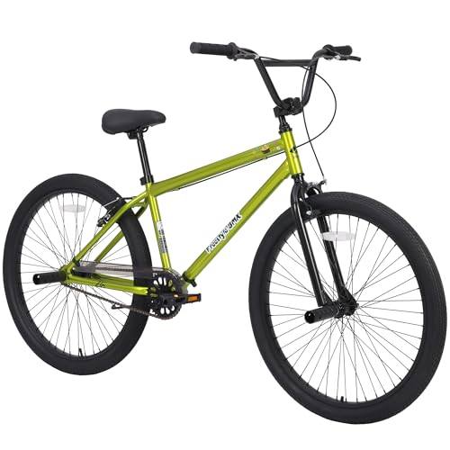 YHUBHSIS Freestyle Teen Bike Double Disc Brakes 26 inch BMX Bike High-Aluminum/Carbon Steel Frame, for for Teen Bike and Adult Bikes, with 2 Pegs, Bicycles for Men and Women, Multiple Colors (Green)