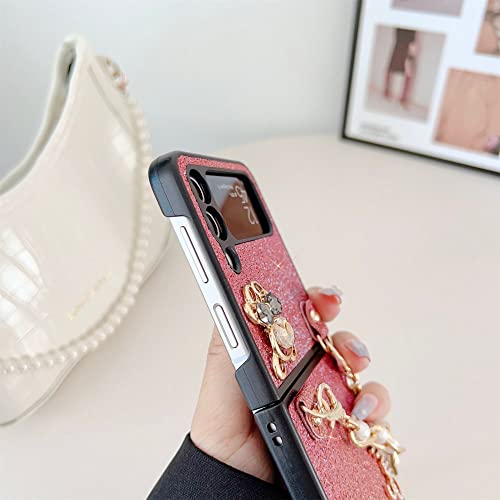 Étui de luxe dégradé pour Samsung Galaxy Z Flip 4 avec perles d'ours et diamants chic - 3