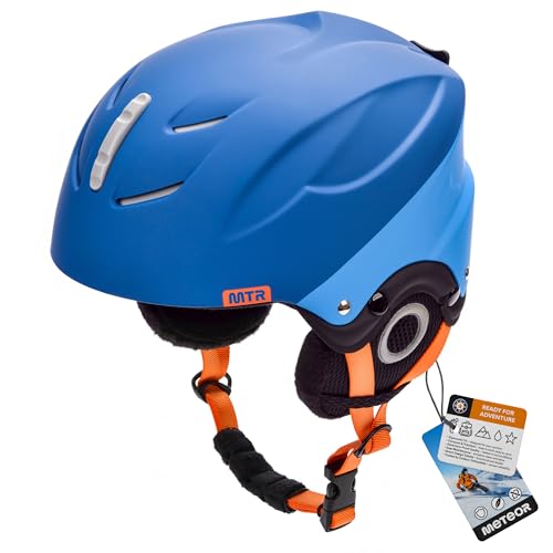 meteor Casco de Esquí y Snowboard para Niños Niñas Helmet para Jóvenes y Adultos (S 53-55 cm, LUMI Azul Marino/Azul)