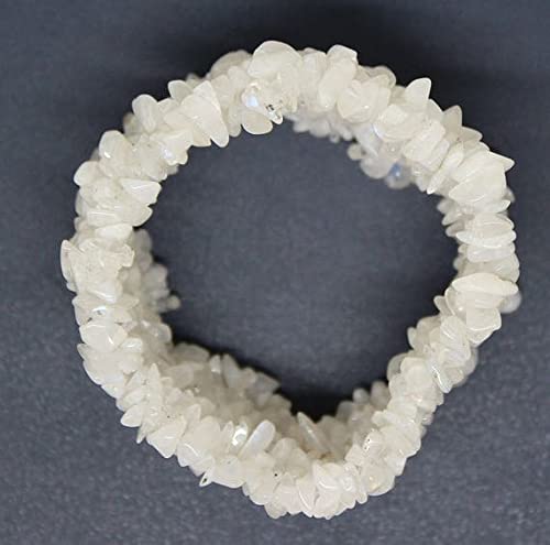 Bracelet pierre de lune blanche extensible sans fermoir 5mm - 2
