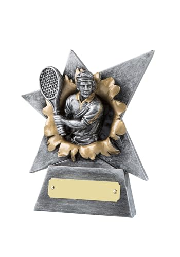SilverTrophy: Premio de trofeo de tenis - jugador estrella, torneos de tenis, competiciones de clubes, ases, raqueta, escuela, fiesta infantil, ganador, más mejorado, equipo, logro de presentación