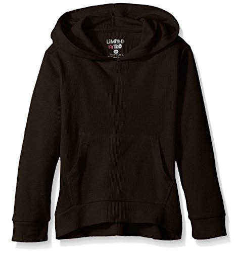 Limited Too Big Girls Heathered Thermal Pullover Hoody, Black, 14/16