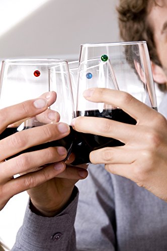 Simply Charmed Crystal Magnetic Drink Markers & Wine Charm Tags For Stemless Glasses, Beer Mugs, Champagne Flutes & More - Set Of 6 Floral Colors #TOP6