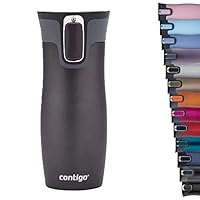 Contigo West Loop Autoseal Travel Mug, Stainless Steel Thermal Mug, Vacuum Flask, Leakproof Tumbler, Coffee Mug with BPA Easy-Clean Lid, 470 ml, Gunmetal