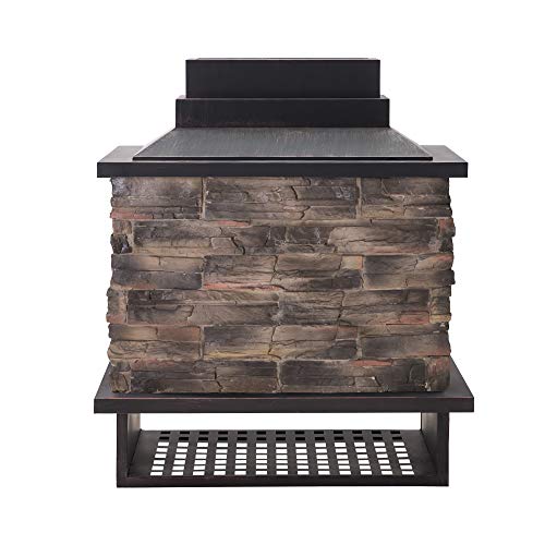 Sunjoy A304001100 Gwendolyn Wood Burning Fireplace, Black - Thumbnail 3