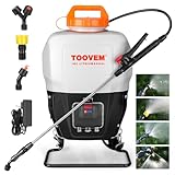 Toovem 4 Gallon Battery Powered Backpack Sprayer - Electric Garden Sprayer with 18V Strong Battery, Automatic Pressurization, 4 Nozzles, Comfortable Design for Lawn, Garden, Farms & Orchards Spraying