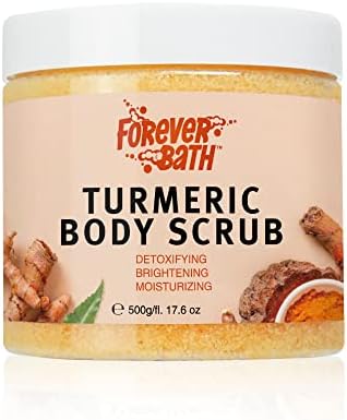 Forever Bath Turmeric Body Scrub W/Dead Sea Salt, Shea Butter, & Vitamin E, 100% Natural Moisturizing & Exfoliating Hand, Face, Foot Scrub for Men & Women - Deep Cleansing, Nourishes Skin, 17.6 Oz