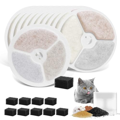 10 Pack Replacement Filters Compatible with Solo 2/Solo SE, E versweet 2S/3/3 Pro, Triple-Layer Cotton Filter with Activated Carbon, Ion-Exchange Resin and Pump Sponge, High-Efficiency