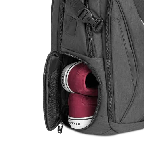 SwissGear Travel Tech Elite Laptop Backpack – Fits Laptops up to 16” – ScanSmart TSA-Friendly Backpack with USB Port, Shoe Compartment & Organizer Pockets – Heather Grey - Image 7