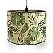 Foldable Bamboo Lamp Shade Green Plants Pattern Chandelier Lamp Lampshade Turtle Leaf Japanese Style Light Cover Lamp Shades for Floor Light and Table Lamp