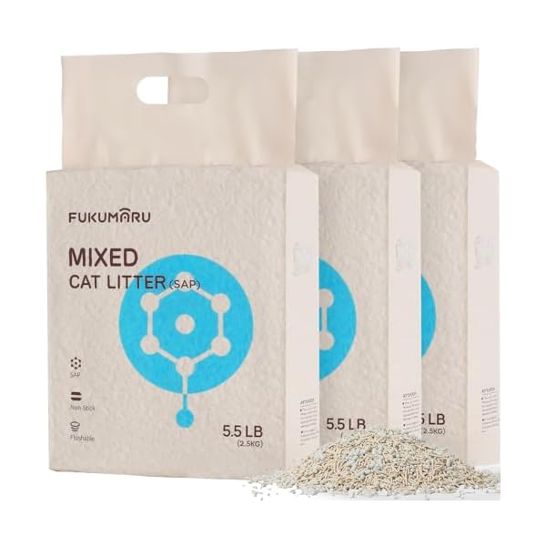 FUKUMARU Tofu Katzenstreu 7.5kg, schnell klumpendes Katzenstreu mit super saugfähigem Material, sofort absorbierend, staubfreies, geringe Spurenbildung, Geruchskontrolle