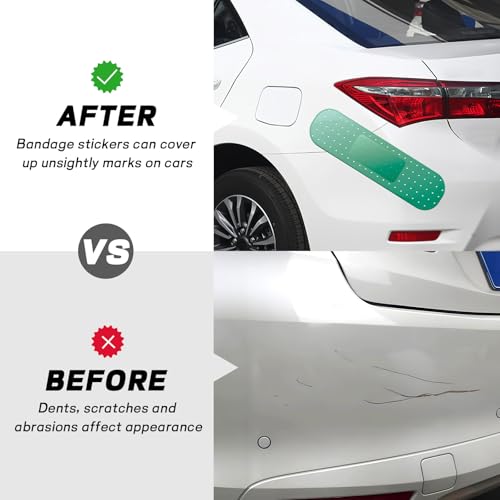 Image of Giant Car Bumper Sticker, Car Bandaid Decal, Bandage Sticker for Car, Large Funny Bandage Vinyl Automotive Decal, Band-Aid Sticker Universal for Vehicle Bumper Window (Green)