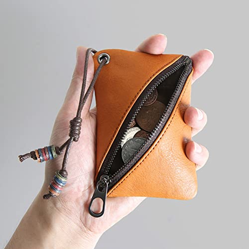 1 Pcs Leather Mini Medieval Coin Pouch, Coin Organizer, Change Holder, Ultra Thin Genuine Leather Coin Purse,Leather zipper Pouch for Men & Women3