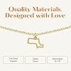 Lucky Feather Massachusetts State Shaped Necklace | 14k Gold-Dipped Pendant Necklace | Easter Basket Stuffer| State Love Fashion Jewelry For Women | Dainty Necklace For Women | Great Gift Idea #1