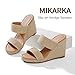 mikarka Slip On Wedge Sandals for Women Open Toe Espadrilles Platform Slides Dressy High Heel Beach Summer Sandal Comfortable Wedges Shoe Mules Brown Raffia US Size 7