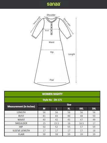 Image of sanaa Women Printed Embroidered Viscose Kaftan Nightdress