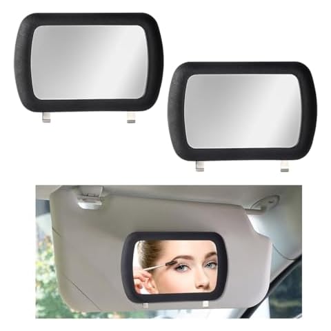povtii 2PCS Car Sun Visor Vanity Mirror, Clip-on Automotive Makeup Sun-Shading Mirror, Vehicle Sun Visor Cosmetic Vanity Mirror for Women Girls, Universal Interior Car Accessories Cover