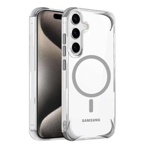Image of V-TAN Ultra-Hybrid Crystal Clear Back Cover for Samsung Galaxy S24 FE | TPU | Transparent Wireless Charging Case Cover with Mag Case Compatible | Slim Fit Shockproof Drop Protection Design | (Grey)
