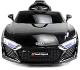  Playhouse Audi R8 Lift, Eva Räder, Ledersitz, Fernbedienung 2.4G Kinderauto Kinderfahrzeug Kinder Elektroauto (Schwarz)